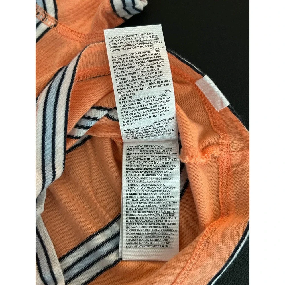 Baby Gap Orange Striped Short Sleeve Henley T-Shirt 0-3 Months (1267)